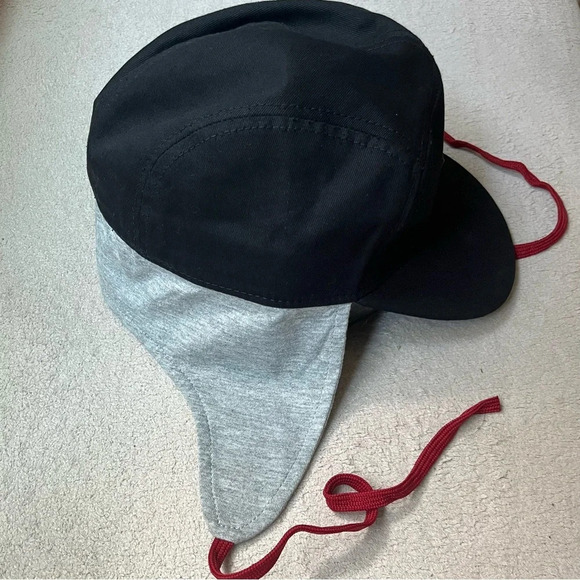 Obermeyer Black Flat Bill Hat w/Ear Flaps x Crooked Stave-Cotton-Small-Medium - Picture 6 of 10